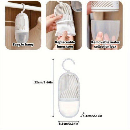 Six-Piece Hanging Moisture Absorber Kit with Replaceable Inner Bags, Hooks and Removable Water Cups
