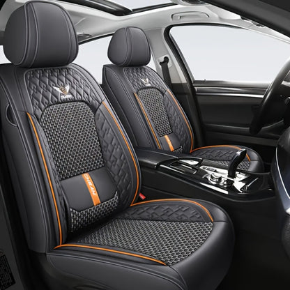 Car Seat Covers 3D Diamond-Embroidered Faux Leather with Two-Front or Five-Seat Set Options
