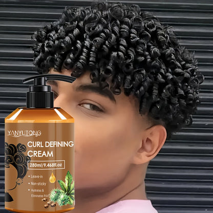 Curl Setting Cream with Castor Oil 280ml - Moisturizing Long-Lasting Curl Definition & Frizz Control, Non-Greasy Lightweight Formula for Wavy, Curly & Straight Hair, Women & Men