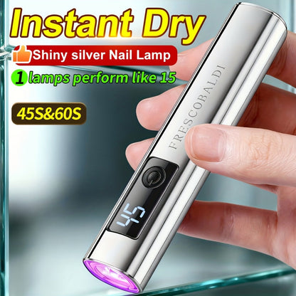 Portable LED Nail Lamp Handheld Mini USB Gel Nail Dryer with LCD Display — Fast Curing Light for Gel Polish Acrylic Nails, Compact Cordless Nail Light for Home & Salon Manicure Pedicure, Gold Rose Gold Metal