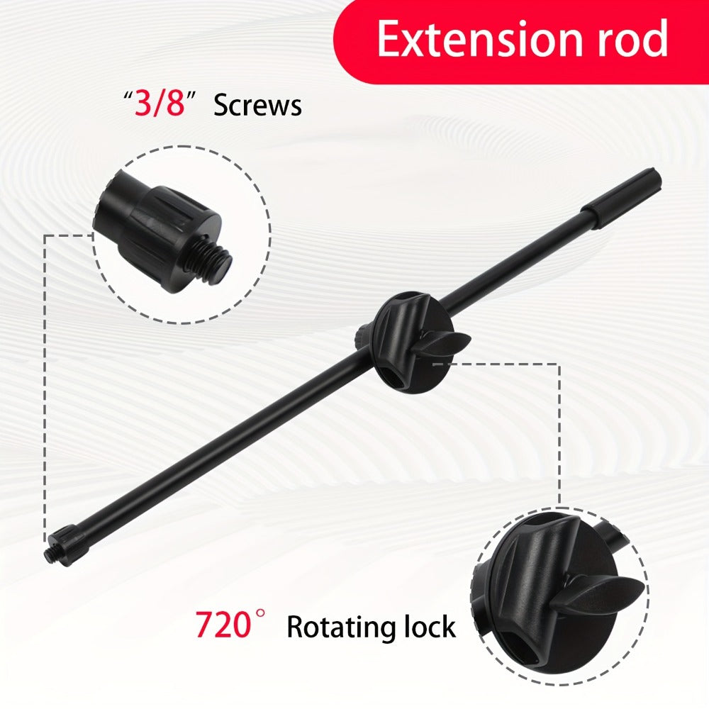 Adjustable Tripod Microphone Stand with Boom Arm Floor Mount Metal Mic Stand Dual Mic Clips Phone Holder for Live Performance Wedding Stage Karaoke Streaming