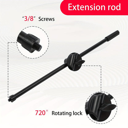 Adjustable Tripod Microphone Stand with Boom Arm Floor Mount Metal Mic Stand Dual Mic Clips Phone Holder for Live Performance Wedding Stage Karaoke Streaming