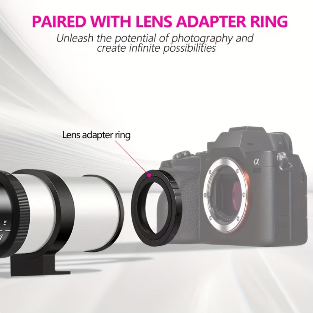 420-800mm F8.3-16 Telephoto Zoom Lens Manual Focus with T-Mount Adapter for Canon Nikon Sony Moon Wildlife Bird Photography Full Frame