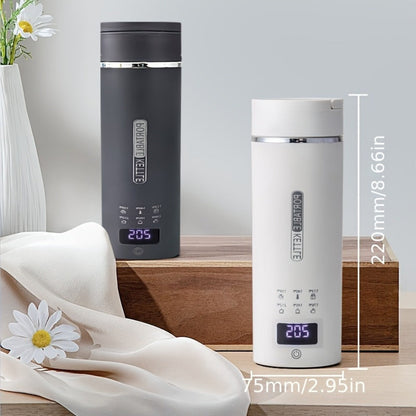 Electric Kettle 15oz Travel Bottle with Six Temperature Presets, Display and Four Color Options