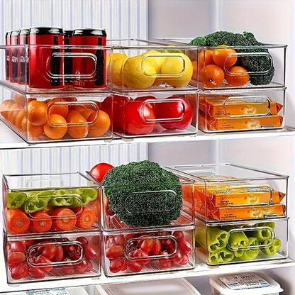 Refrigerator Organizer Bins 6pcs Set - Clear Fridge Storage Bins for Freezer Kitchen Cabinet for Home Cooking, Dining and Outdoor Meals