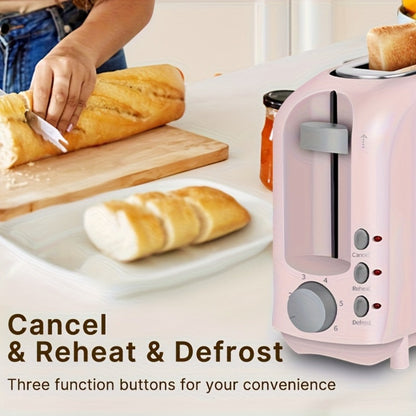2-Slice Toaster Slim Ultra-Thin Design – 6 Browning Settings, 10" Long Slot, Reheat & Defrost Functions, Auto Shut-Off, Removable Crumb Tray, 6 Colors Available