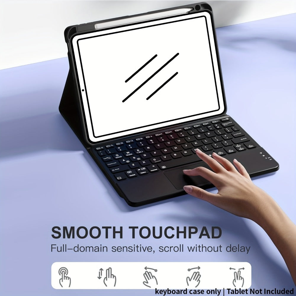 iPad Keyboard Case 11th Gen 2025 10th Gen 2022 7-Color Backlit Wireless Detachable Folio Cover with Pencil Holder for iPad 11-inch A16 10.9 Inch Tablet Keyboard Work Study Travel