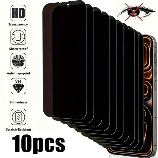 Anti-Spy Tempered Glass Screen Protector for iPhone – 9H Full Coverage Privacy Film, HD Blackout, Fingerprint Resistant, Face ID Compatible, iPhone X XS XR 11 12 13 14 15 16 17 Pro Max Plus Air