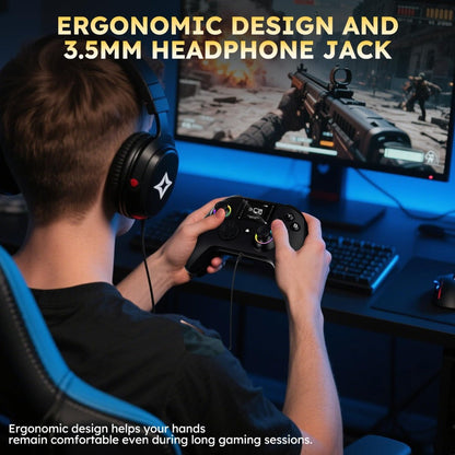 Wireless Gaming Controller Touchscreen PC PS4 Switch Android iOS - 4 Programmable Buttons Rapid Fire 6-Axis Gyroscope Dual Vibration RGB Lighting Bluetooth Gamepad for All Platforms
