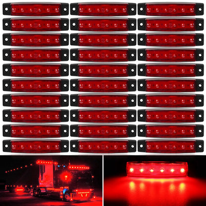 LED Side Marker Lights 30-Pack – 3.8" 6-LED Indicator Lamps for Car, Truck, Trailer & Bus, 12V Multi-Color