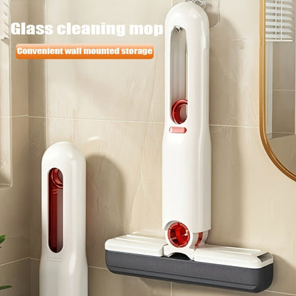 Mini Sponge Mop with Adjustable Handle & 4 Reusable Heads – Self-Squeezing Portable Cleaning Mop for Bathroom, Kitchen, Car & Window