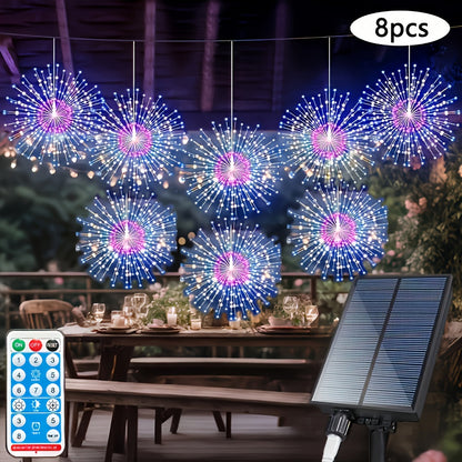 Solar Starburst Ball Light Set with Eight 480-LED Pieces, Remote Control and Three Color Options