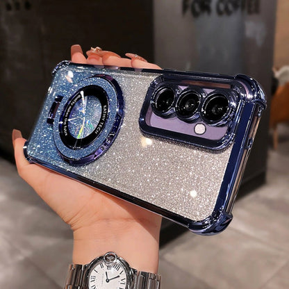 Samsung Galaxy Glitter Kickstand Case with Stand Bracket - Sparkle Bling Detachable Shockproof Fashion Phone Cover for Galaxy S25 S24 S23 S22 Ultra Plus FE, Cute Phone Case for Women Girls Teens