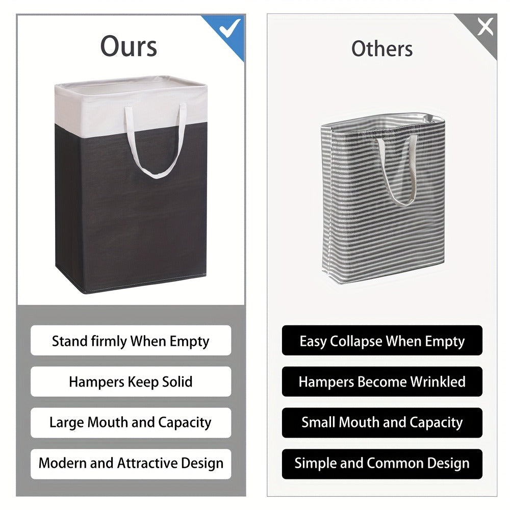 Laundry Hamper Collection in Black or Gray Lidded Styles and One- or Three-Pack Foldable Basket Options
