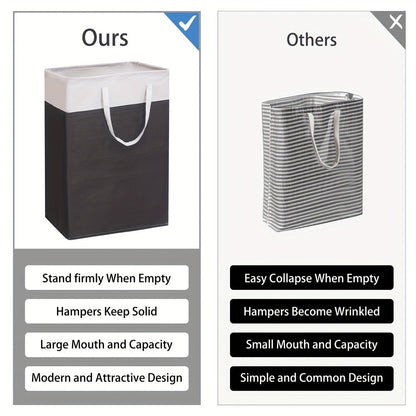 Laundry Hamper Collection in Black or Gray Lidded Styles and One- or Three-Pack Foldable Basket Options