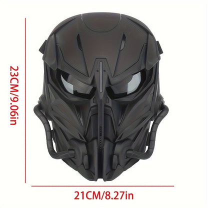 Silver-Plated Mechanical Costume Mask with Full-Face Sci-Fi Design and Sculpted Black Interior