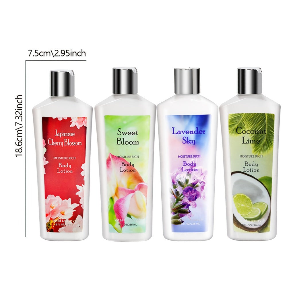 Moisturizing Body Lotion 2 Pack Floral Scents - Vitamin C Glycerin Hydrating Skin Lotion for Dry Sensitive Skin Lavender Sweet Bloom Coconut Lime Radiant Smooth Skin Women Daily Body Care