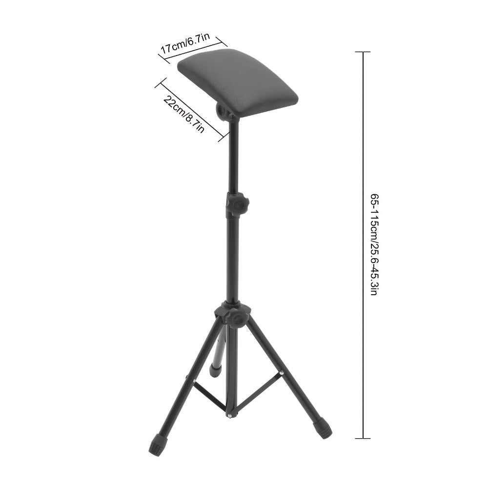 Adjustable Tripod Tattoo Armrest Stand with Pictured Padded Top, Fifteen Pads and Ten Black Gloves