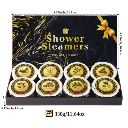 Shower Steamers 8 Pack with Essential Oils - Aromatherapy Shower Tablets 30g, 8 Scents Lavender Eucalyptus Rose Peppermint, Stress Relief Self Care Spa Gift for Women & Men