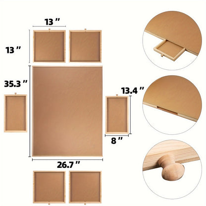 Wood-Look Puzzle Board with Six Sorting Drawers, 35.3 x 26.7-Inch Surface and 1500-Piece Label