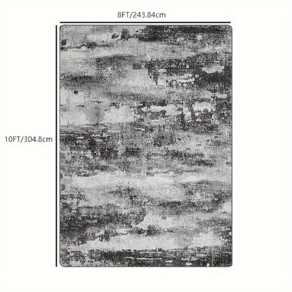 Area Rug, Dark Abstract Polyester Floor Carpet in Runner and Room Sizes with Rubber-Latex Backing and Machine-Wash Care