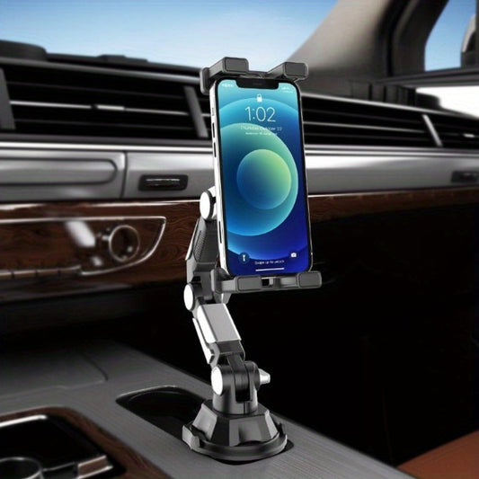 Robotic Arm Car Cup Holder Tablet Stand – Heavy Duty 360° Rotation Universal iPad Phone Mount, Adjustable Cradle for 4.7–13" Devices, Fits Most Cup Holders
