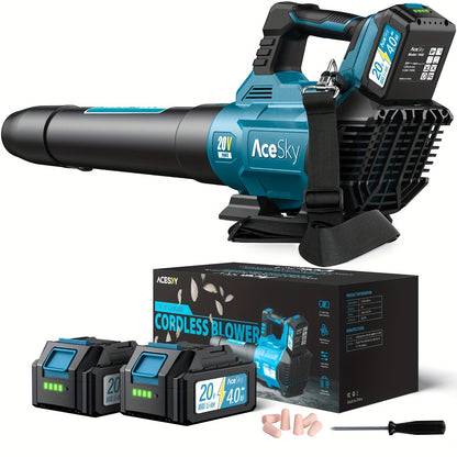 Cordless Leaf Blower 580CFM 160MPH, 2×4.0Ah Battery Powered, 3-Speed Adjustable, Lightweight Ergonomic Design with Shoulder Strap & Extension Nozzle for Lawn Yard Patio
