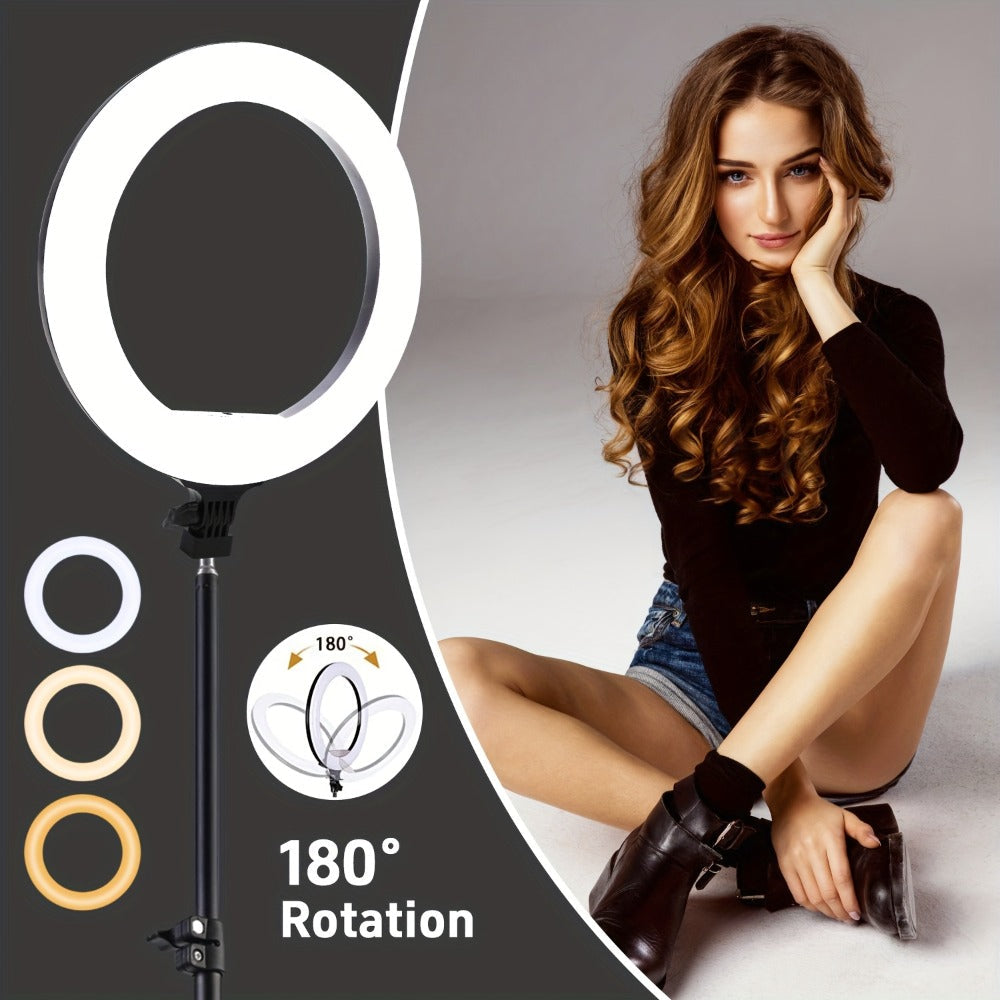 Dimmable 10 Inch Ring Light with 43"/63" Extendable Tripod & Phone Holder – RGB & Standard LED Circle Light for Selfie, Makeup, YouTube, Vlogging & Live Streaming