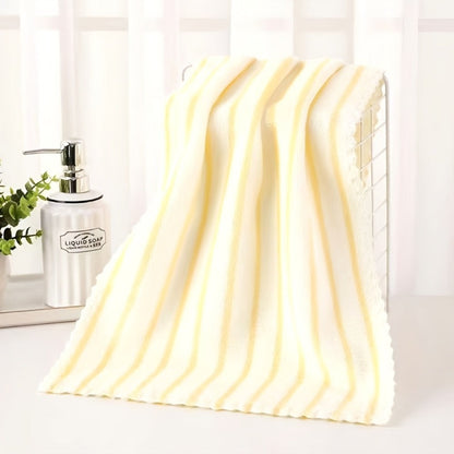 Towel Set 5-Pack 500GSM Coral Fleece Face Towels in Solid, Striped and Five-Color Options for Home and Guest Use