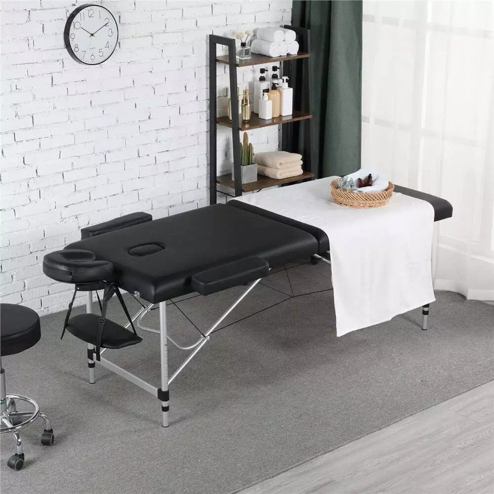 Portable Massage Table Foldable Aluminum Spa Bed – 3-Fold Adjustable Height 24" Wide Padded Treatment Bed for Esthetician, Lash Tech, Tattoo Artist, Waxing & Mobile Beauty Salon