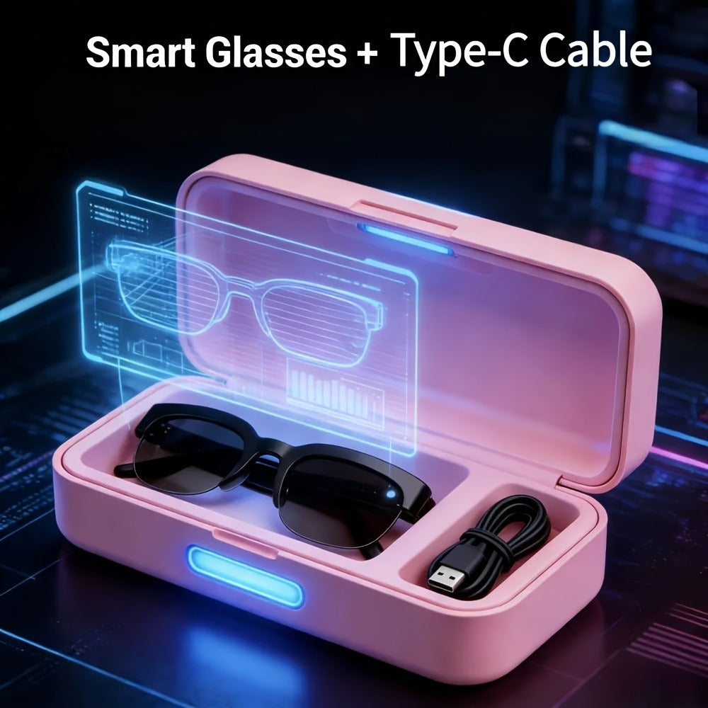 AI Smart Glasses with Real-Time Translation – Open-Ear Audio, Wireless Music, Built-In Mic & Speaker, Bluetooth Wearable Tech for Travel Work Daily Use, Black or White (Single or 2-Pack)