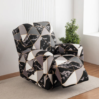 Chair Cover Four-Piece Printed Recliner Slipcover with Side Pockets in Ten Available Pattern Choices
