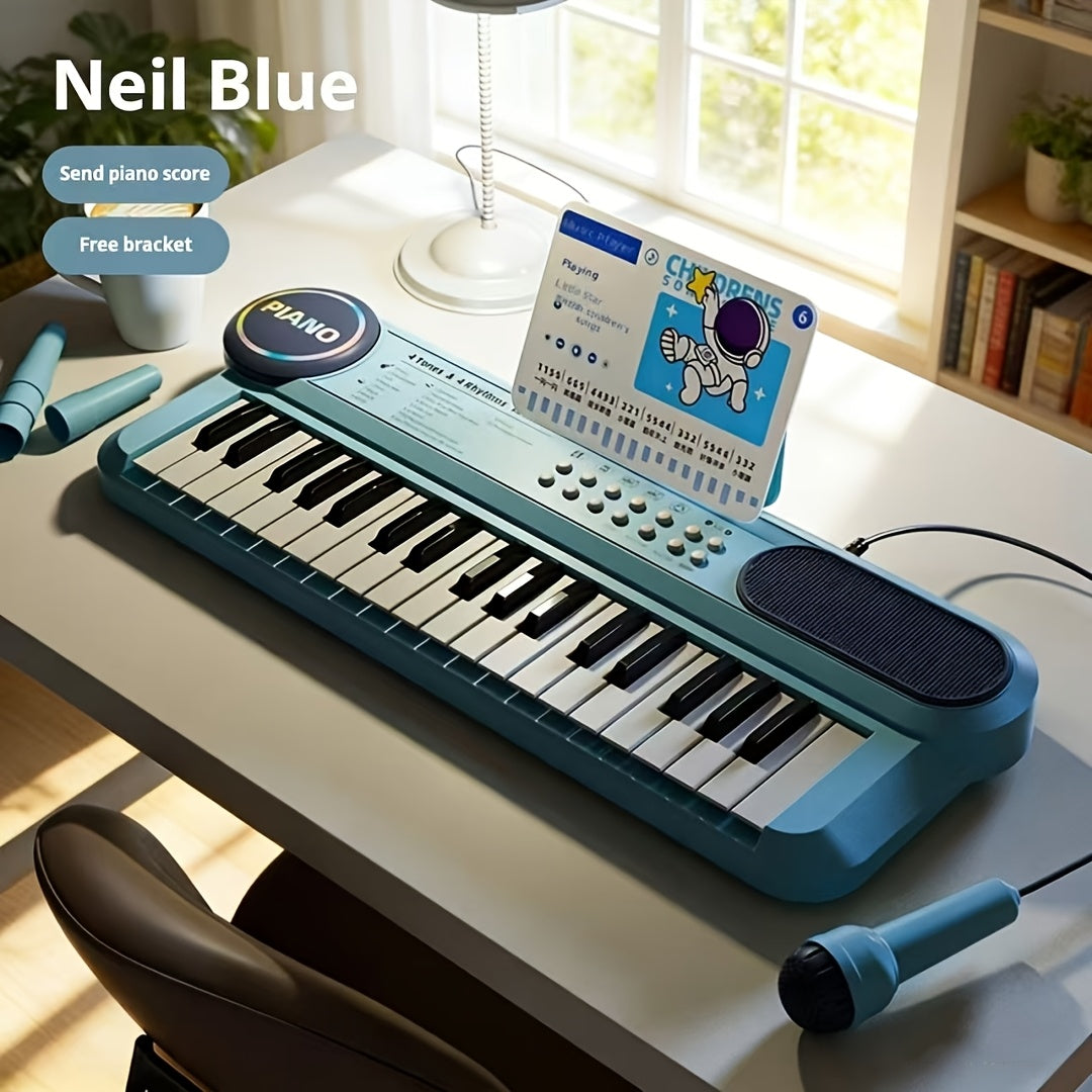 Kids Electronic Keyboard Piano 37 Keys with Microphone, Multi-Function Musical Instrument Toy for Children, Educational Music Gift for Boys & Girls, Birthday Christmas Holiday Gift, Sky Blue, Rose Red, Pink