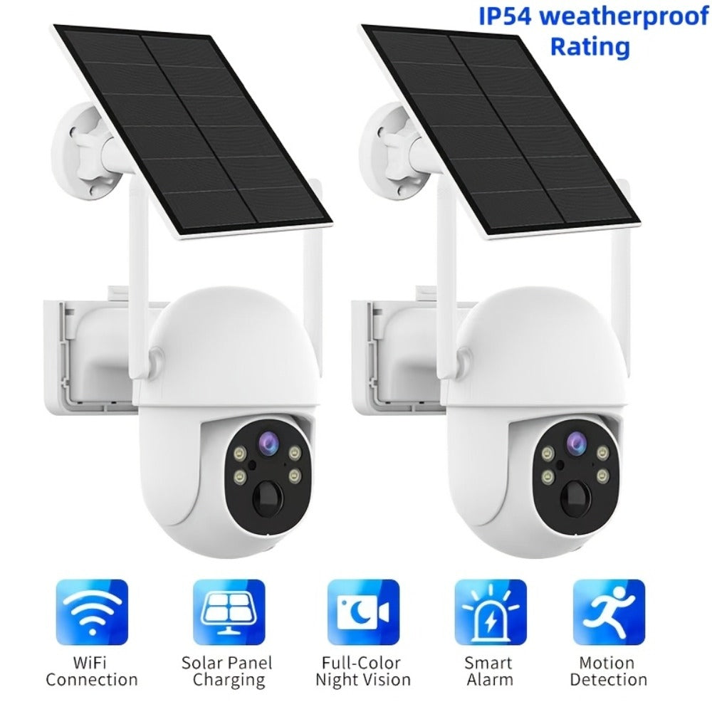 Encrypted Cloud Solar Security Camera Outdoor 3MP AI Detection – App-Controlled Pan Tilt, Full Color Night Vision, Sound & Light Alert, Two-Way Audio, Waterproof Wireless WiFi Camera