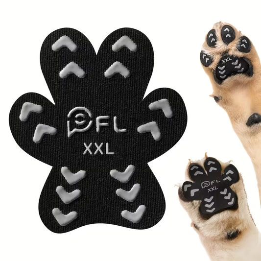 Dog Paw Pads Anti-Slip Sticker Protector 12 Sets 48pcs – Traction Grip Paw Stickers for Senior Dogs on Hardwood Floors, Cuttable Hook & Loop Adhesive Paw Grips, Sizes L to 3XL