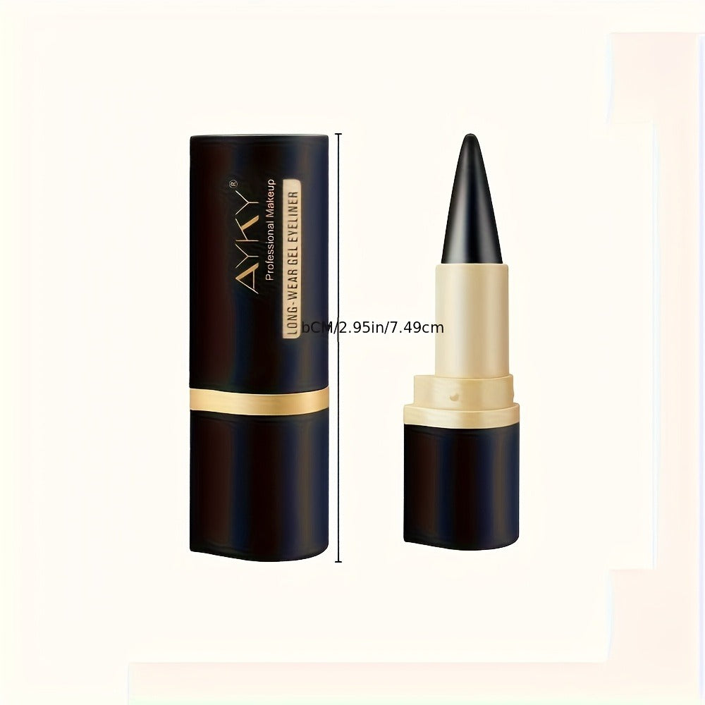 Compact Six-Piece Black Cone-Tip Eyeliner Pen Set with Six Matching Sticks in Black and Gold Cases