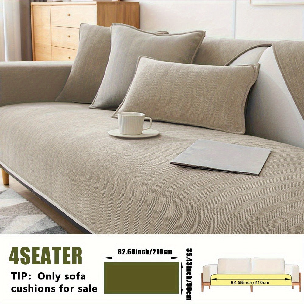Sofa Cover Ribbed Chenille Stretch Panels with Non-Slip Design for 1 to 4 Seats, Armrests or Cushions