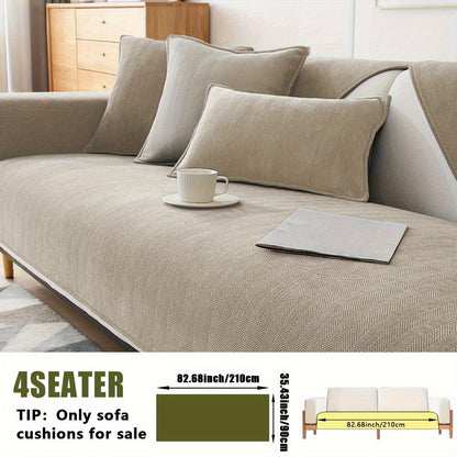Sofa Cover Ribbed Chenille Stretch Panels with Non-Slip Design for 1 to 4 Seats, Armrests or Cushions