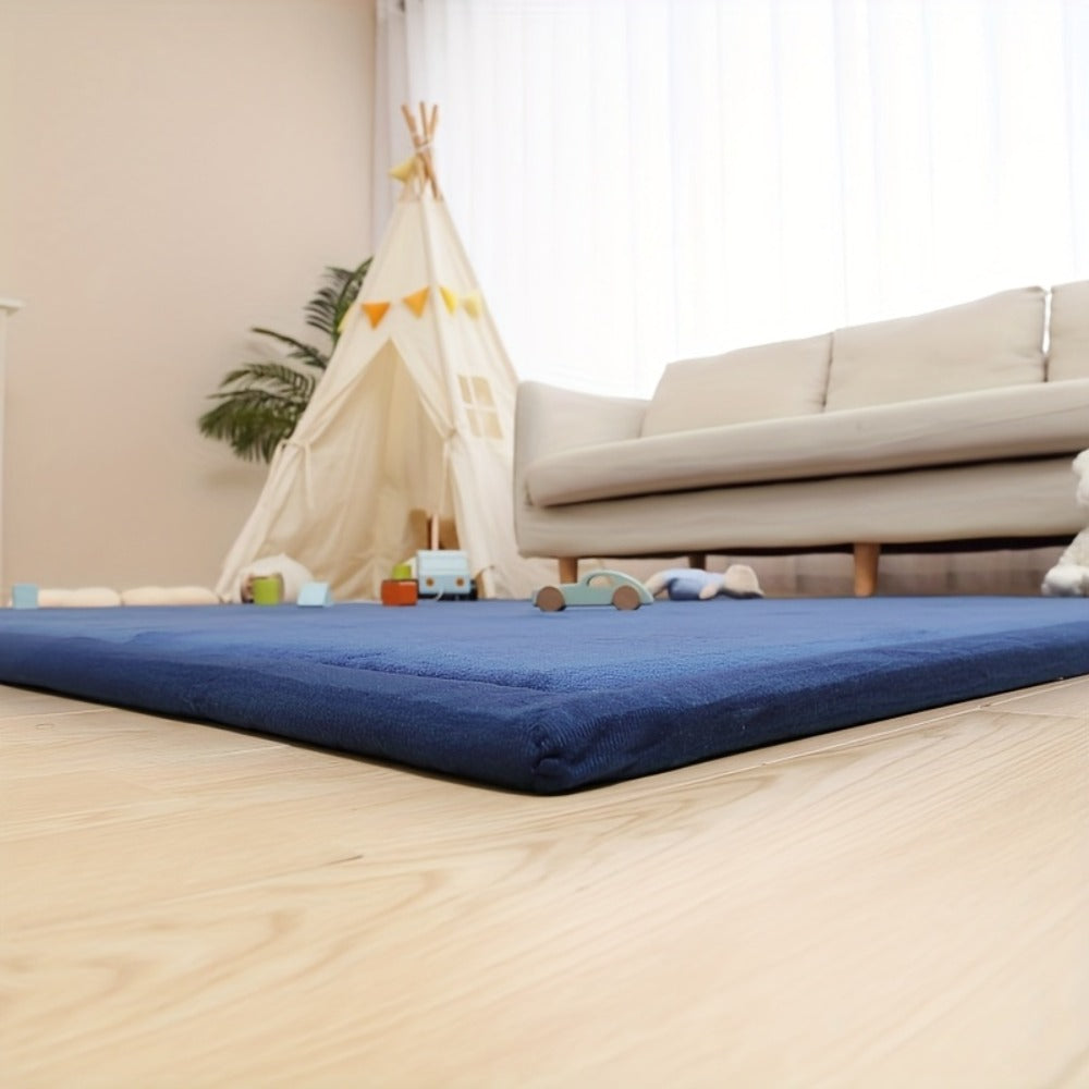 Padded Tatami-Style Area Rug in Six Solid Colors with 50-Inch Square to 79 x 118-Inch Sizes