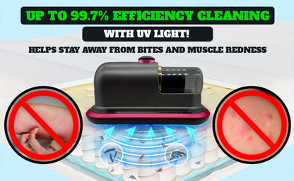 Cordless Mattress Vacuum Cleaner with 9.6 x 9.4-Inch Body, Clear Dust Cup and Purple Checkout Option