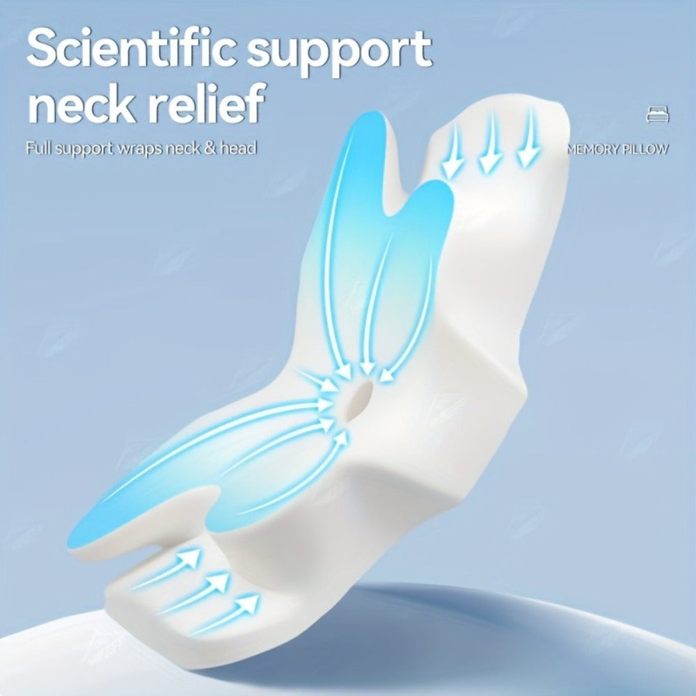 Cervical Neck Pillow for Sleeping - Butterfly Contour Memory Foam Ergonomic Support for Back & Side Sleepers, Slow Rebound Pressure Relief, Cervical Spine Alignment, Machine-Washable Cover, Multi-Color