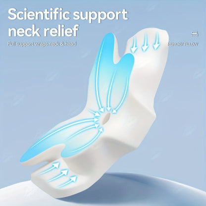 Cervical Neck Pillow for Sleeping - Butterfly Contour Memory Foam Ergonomic Support for Back & Side Sleepers, Slow Rebound Pressure Relief, Cervical Spine Alignment, Machine-Washable Cover, Multi-Color