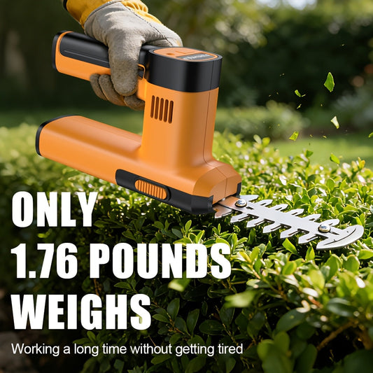 Electric Hedge Trimmer 2-in-1 Cordless with Rechargeable Lithium Battery, Brushless Motor Pruning Shears & Grass Shrub Cutter for Garden, Lawn, Yard & Branch Trimming – Gift for Men
