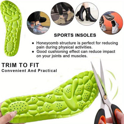 Four-Pair Green Honeycomb Foam Shoe Inserts with Trim Guide and Five EU Size Options from 35 to 46