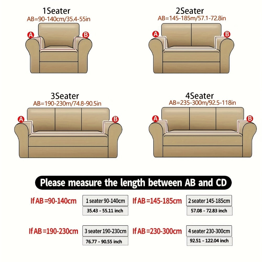 Sofa Cover Elastic Anti-Slip Stretch Slipcover for 1, 2, 3 or 4-Seater Sofas in Seven Solid Colors