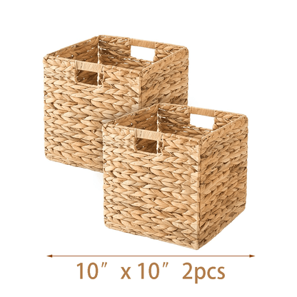 Water Hyacinth Storage Baskets with Seagrass and Paper Rope Options in 2- or 4-Pack Cube Sizes