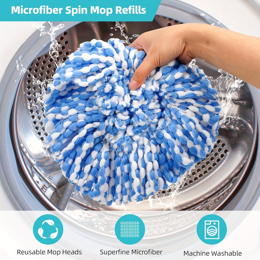Spin Mop Replacement Heads 6 Pack with Scrub Brush & Base – Microfiber Mop Heads Refills Machine Washable Deep Cleaning Floor Mop Pads for Spin Mop Bucket System Home Kitchen Hardwood Tile