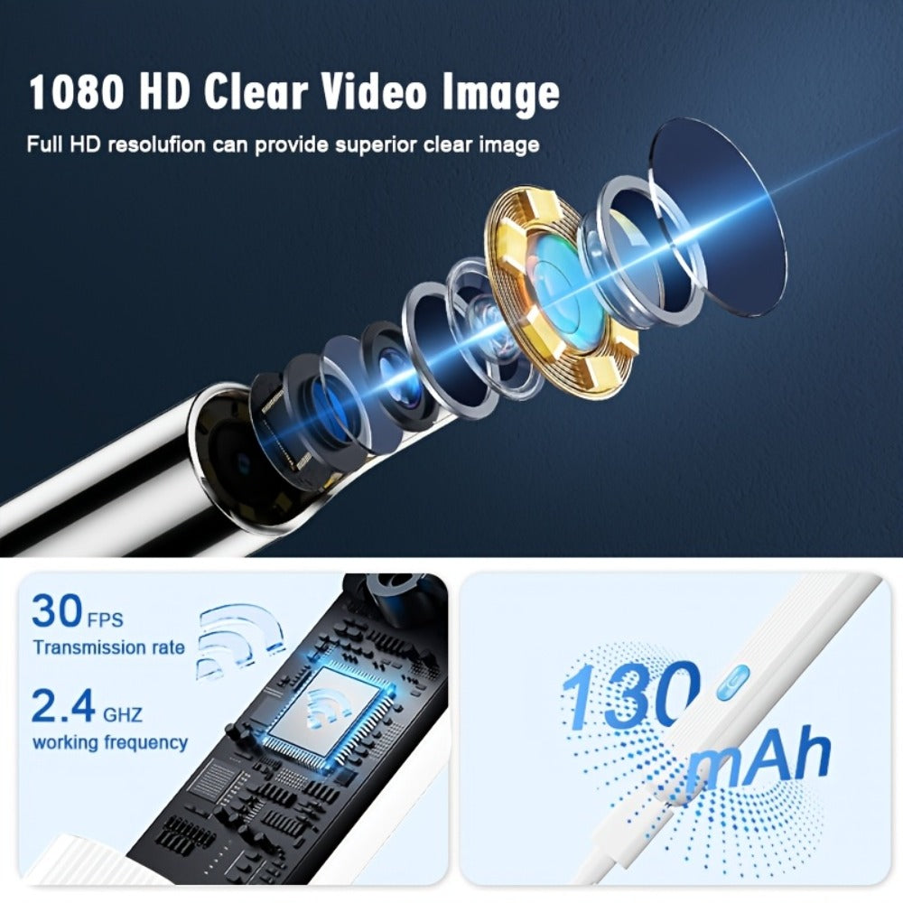 White Visual Ear Camera Tool with Built-In Light in Basic or Seven-Piece Accessory Configurations