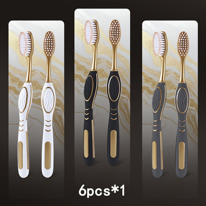 Gloryin Soft Bristle Toothbrush Set Anti-Slip Olive Handle Full Size Head Gentle Gum Care Daily Oral Hygiene