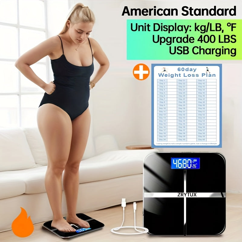 Square Digital Bathroom Scale in Black or Pink with Basic, No-Battery and USB-Charging Options